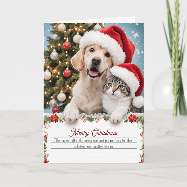 Custom Cat & Dog Christmas Message Card (Front)