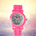Custom cat kitty dog pet photo watch<br><div class="desc">Personlize and add your photo of your beautiful cat, dog or pet. Close-up of a cut cat in grey and white With blue eyes looking at you. White numbers.</div>