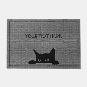 Custom Cat Large Door Mat   Gray and Black