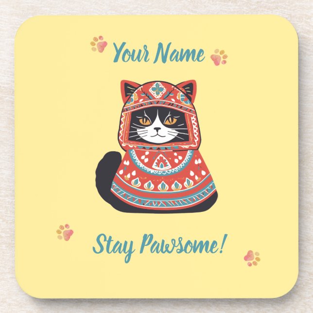 Custom Cat Lover Coaster - Cute & Personalized (Front)