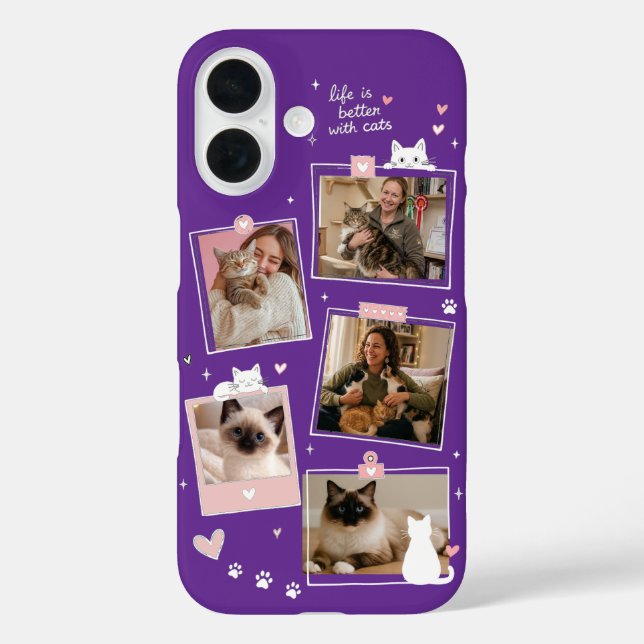 Custom Cat Lover Photo Collage Phone Case (Back)