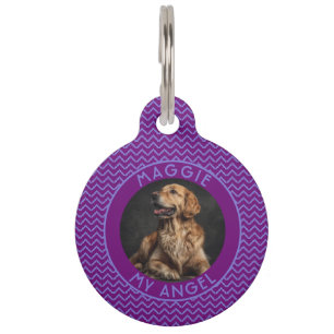Custom Cat Lover Present Chevron Motif Pet Tag