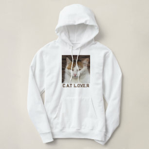 Custom Cat Lover White Brown Text Cute Pet Photo Hoodie