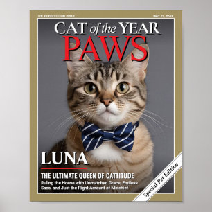 Custom Cat Magazine Cover Template Pet Portrait Poster