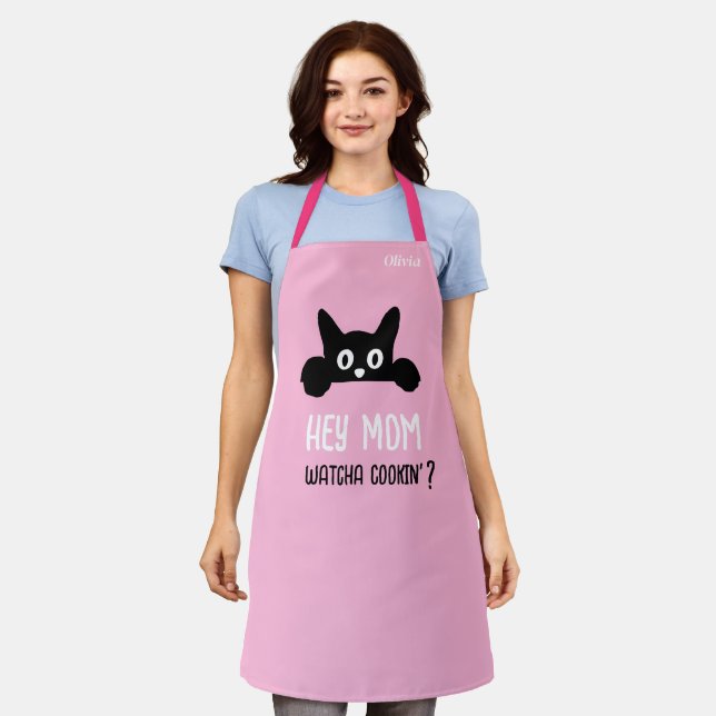 Custom Cat Mom Aprons, Funny Cat All-Over Print Apron (Worn)
