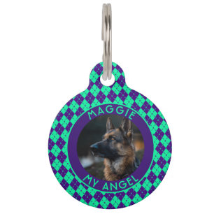 Custom Cat Mom Gift Gingham Print Pet Tag