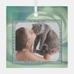 Custom Cat Mom Life Pet Photo Keepsake Ornament