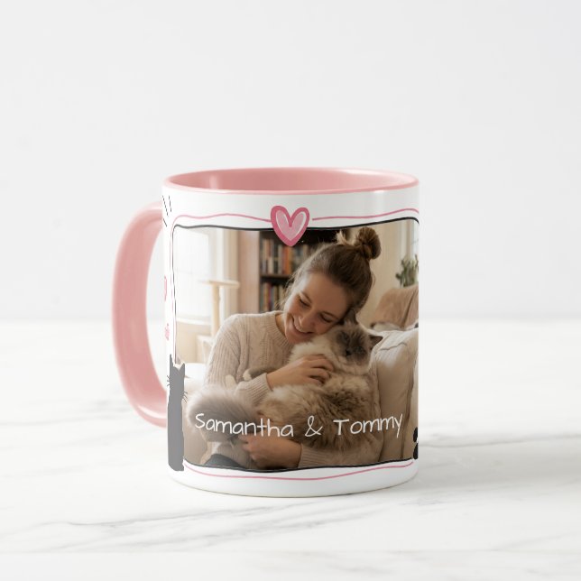 Custom Cat Mom Mug with Photo & Name  (Front Left)