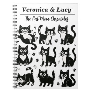 Custom Cat Mom Notebook – Funny Black & White Cat