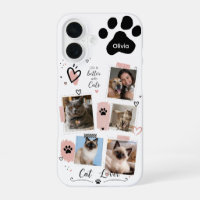 Custom Cat Mom Photo Collage Phone Case with Name