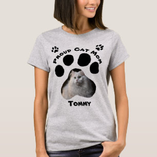 Custom Cat Mom T-Shirt with Pet Photo & Name