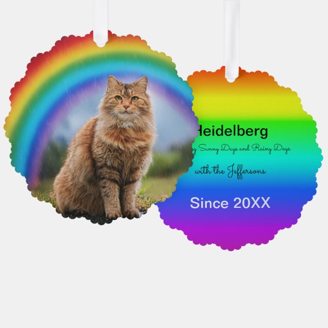 Custom Cat on Rainbow  Ornament Card (Front/Back)