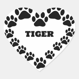 Custom Cat Paw Print Heart-Shaped Sticker