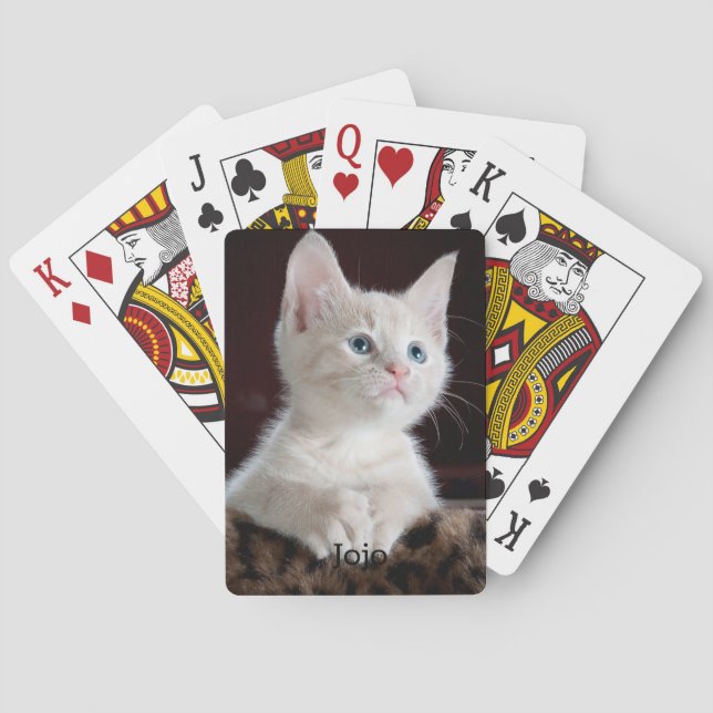 Custom Cat Pet Photo and Name Playing Cards (Back)