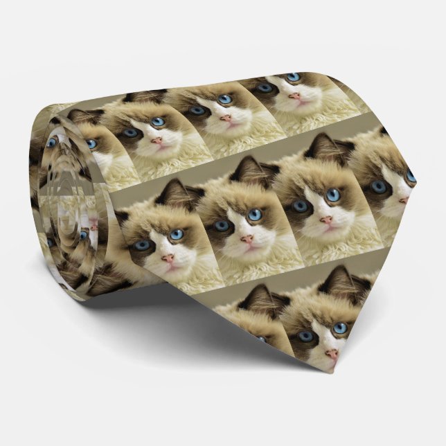 Custom Cat Pet Photo Personalized  Tie (Rolled)