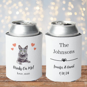 Custom Cat Pet Wedding Can Cooler
