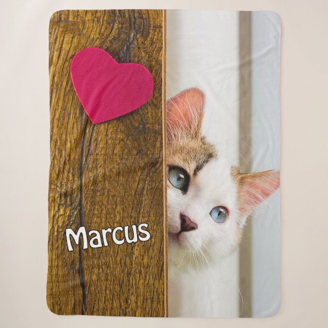 Custom Cat Photo Blanket with Pet's Name (Front)