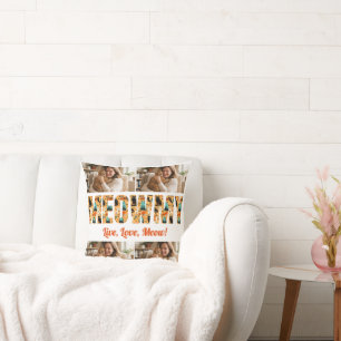 Custom Cat Photo Collage Pillow Birthday Meowmy
