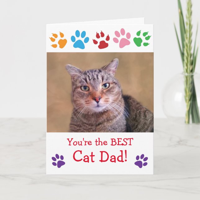 Custom Cat Photo Father's Day  Holiday Card (Front)