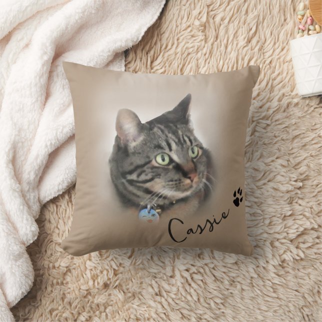 Custom Cat Photo Image personalized  Throw Pillow (Blanket)
