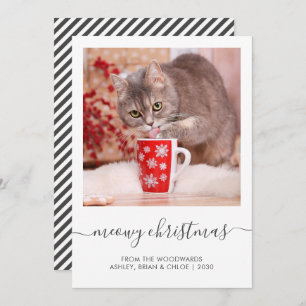 Custom Cat Photo Meowy Christmas Script Holiday Card