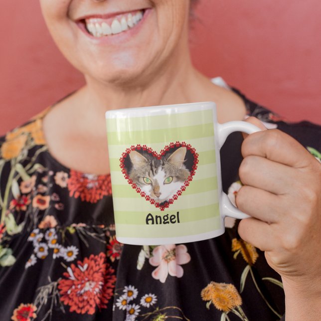 Custom cat photo paw prints memorial coffee mug (Creator Uploaded)