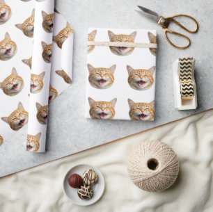 Custom Cat Photo Personalized Gift Wrap