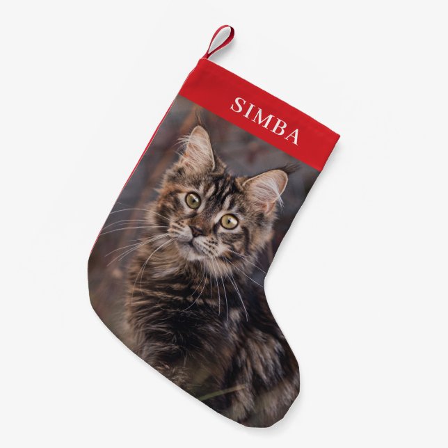 Custom Cat Photo Personalized Pet Small Christmas Stocking (Front (Hanging))