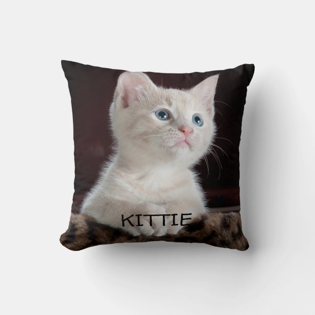 Custom cat photo personalized  throw pillow (Front)