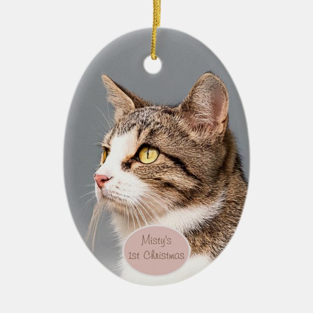Custom Cat photo pet ornament  (Front)