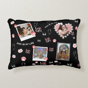Custom Cat Pillow with Face Photos & Cat Name