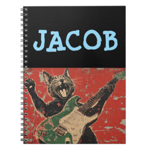 CUSTOM cat playing guitar NOTEBOOK