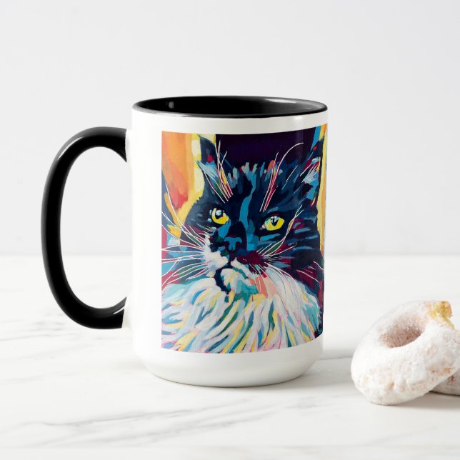Custom Cat Portrait Painting - Forever Loved Pet Mug (With Donut)