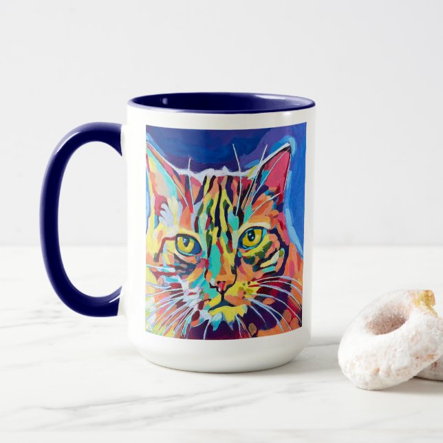 Custom Cat Portrait Painting - Forever Loved Pet Mug (With Donut)