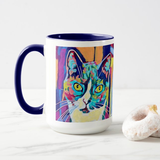 Custom Cat Portrait Painting - Forever Loved Pet Mug (With Donut)