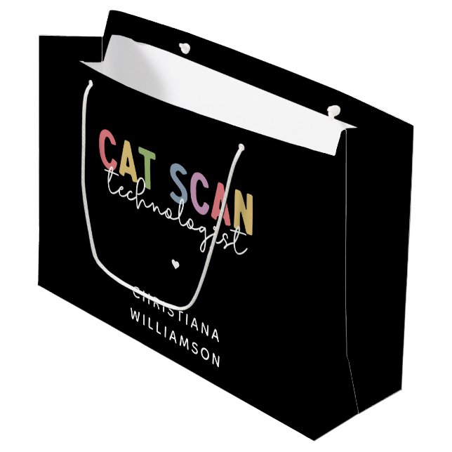 Custom CAT Scan Technologist CT Tech Gifts Large Gift Bag (Front Angled)