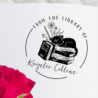 Custom Cat Self Inking Rubber Library Book Stamp