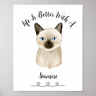 Custom Cat Siamese Pet Wall Art Poster 