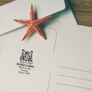 Custom Cat Siberian Return Address  Rubber Stamp