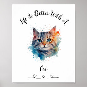 Custom Cat Tabby Wall Art Poster 