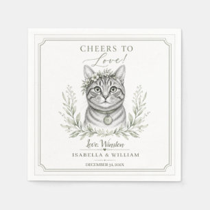 Custom Cat Wedding Pet Floral Printable Keepsake Napkin