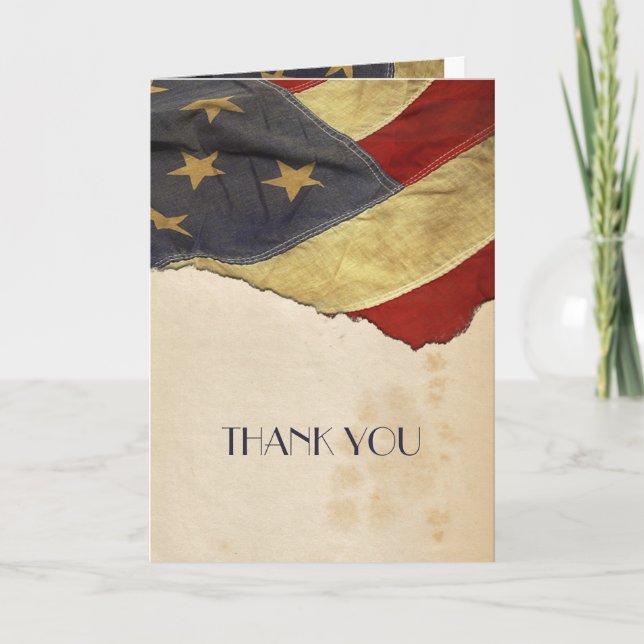 Custom Cathy - Patriotic Vintage Flag  Thank You Card (Front)