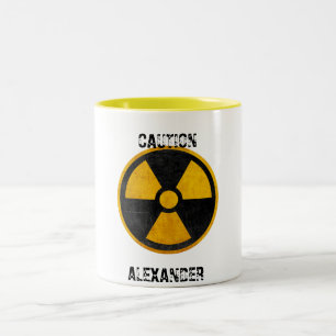 Custom Caution Nuclear Reactor Yellow and Black Two-Tone Coffee Mug