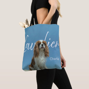 Custom Cavalier King Charles Spaniel Photo Retro Tote Bag