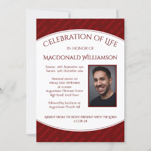 Custom   CELEBRATION OF LIFE   Funeral Red Invite
