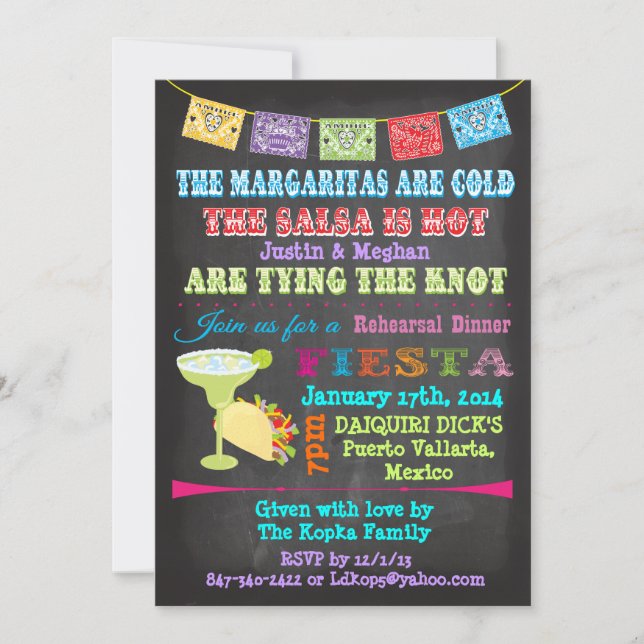 Custom Chalkboard Mexican Fiesta CONTACT DESIGNER! Invitation (Front)