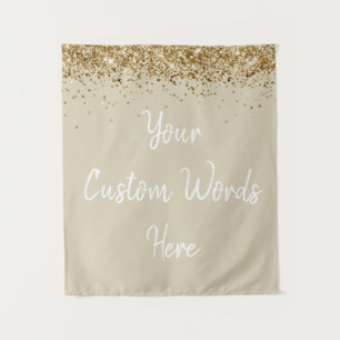 Custom Champagne and Gold Personalized Photo Booth Tapestry