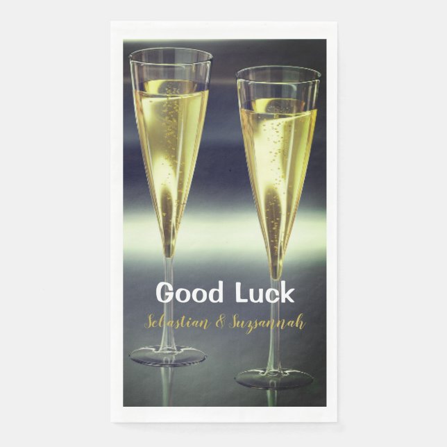 Custom Champagne Glasses Good Luck Party Napkin (Front)