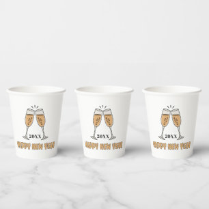 Custom Champagne Glasses Happy New Year Glass Paper Cups