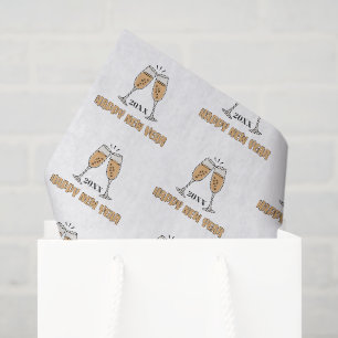 Custom Champagne Glasses Happy New Year Glass Tissue Paper